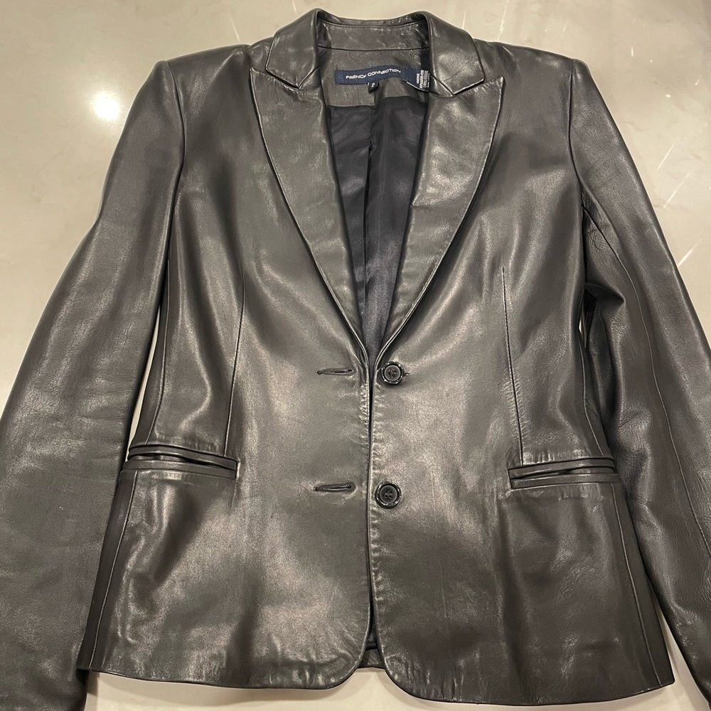 French Connection REAL leather jacket - peak lapel